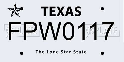 FPW0117 Texas License Plate