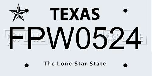 FPW0524 Texas License Plate