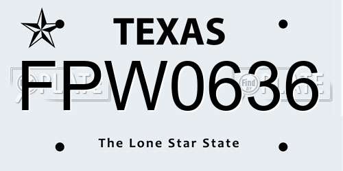 FPW0636 Texas License Plate