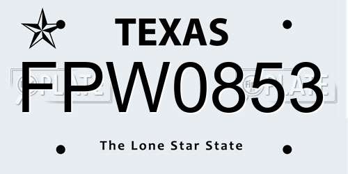 FPW0853 Texas License Plate