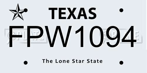 FPW1094 Texas License Plate