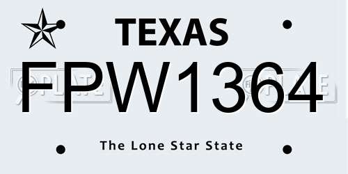 FPW1364 Texas License Plate