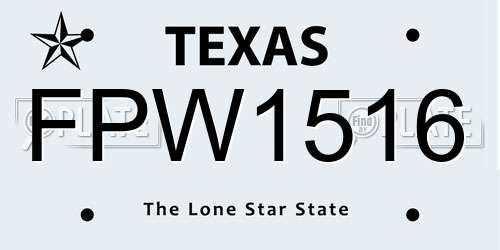 FPW1516 Texas License Plate