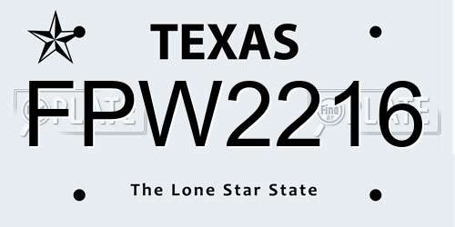 FPW2216 Texas License Plate
