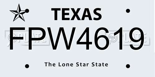 FPW4619 Texas License Plate