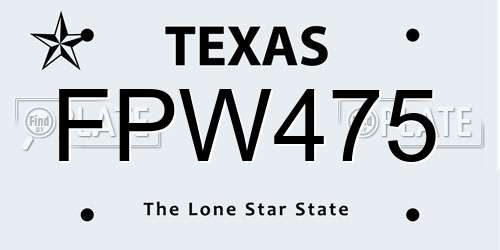 FPW475 Texas License Plate