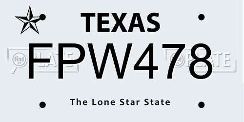 FPW478 Texas License Plate