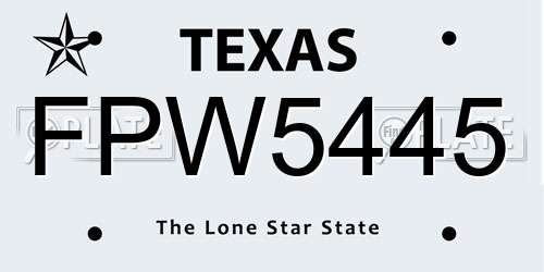 FPW5445 Texas License Plate