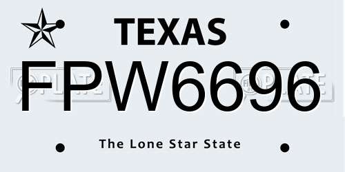 FPW6696 Texas License Plate