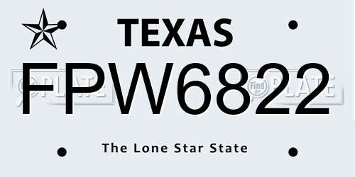 FPW6822 Texas License Plate