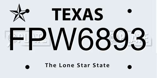 FPW6893 Texas License Plate