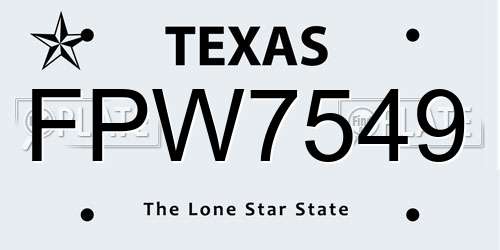 FPW7549 Texas License Plate