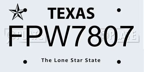 FPW7807 Texas License Plate