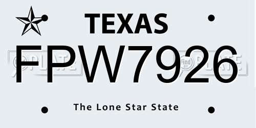 FPW7926 Texas License Plate