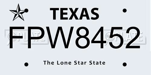 FPW8452 Texas License Plate
