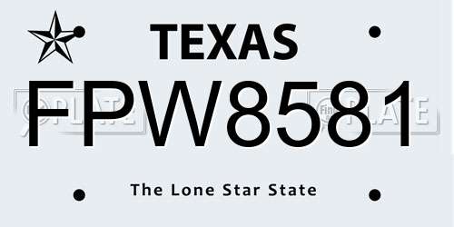 FPW8581 Texas License Plate