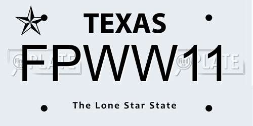 FPWW11 Texas License Plate