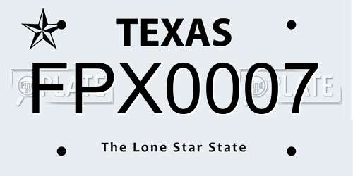 FPX0007 Texas License Plate