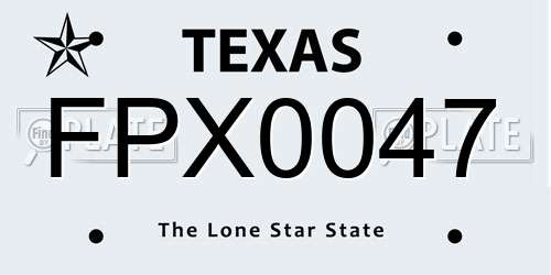 FPX0047 Texas License Plate