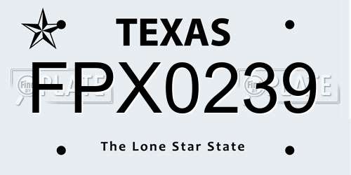 FPX0239 Texas License Plate