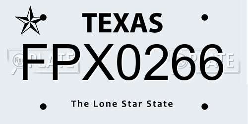 FPX0266 Texas License Plate