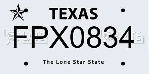 FPX0834 Texas License Plate