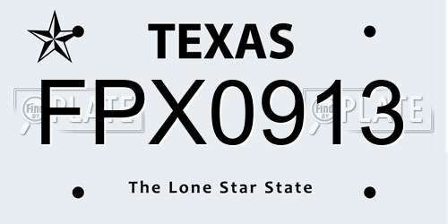 FPX0913 Texas License Plate