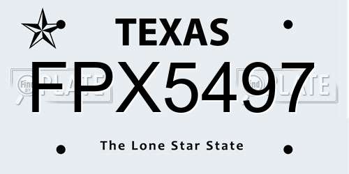 FPX5497 Texas License Plate