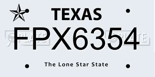 FPX6354 Texas License Plate