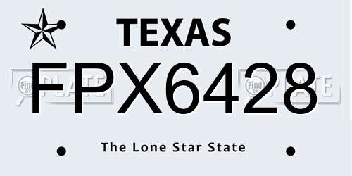 FPX6428 Texas License Plate