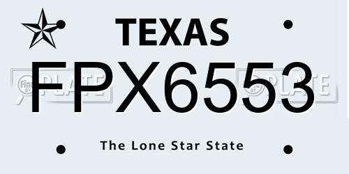 FPX6553 Texas License Plate