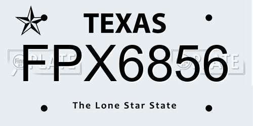 FPX6856 Texas License Plate
