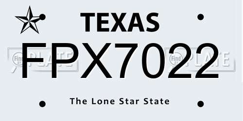 FPX7022 Texas License Plate