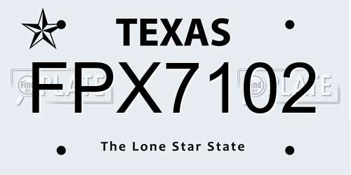 FPX7102 Texas License Plate