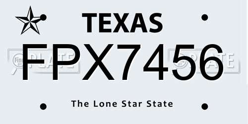 FPX7456 Texas License Plate