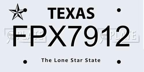 FPX7912 Texas License Plate