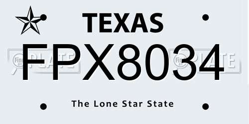 FPX8034 Texas License Plate