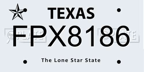 FPX8186 Texas License Plate