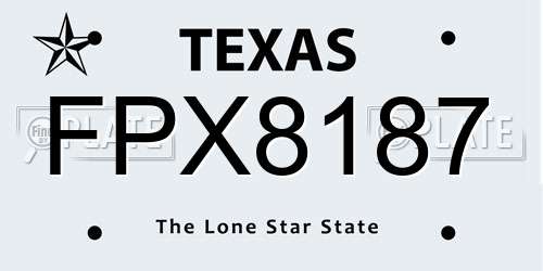 FPX8187 Texas License Plate