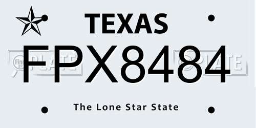 FPX8484 Texas License Plate