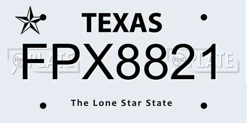 FPX8821 Texas License Plate