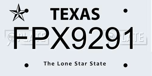 FPX9291 Texas License Plate