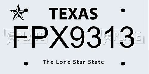 FPX9313 Texas License Plate