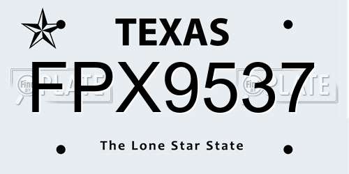 FPX9537 Texas License Plate