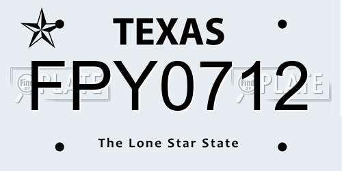 FPY0712 Texas License Plate