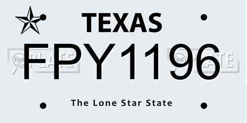 FPY1196 Texas License Plate