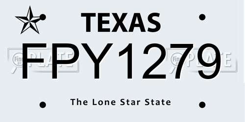 FPY1279 Texas License Plate