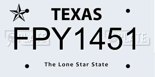 FPY1451 Texas License Plate