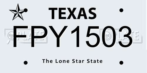 FPY1503 Texas License Plate