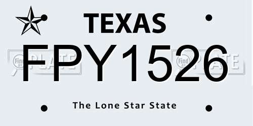 FPY1526 Texas License Plate